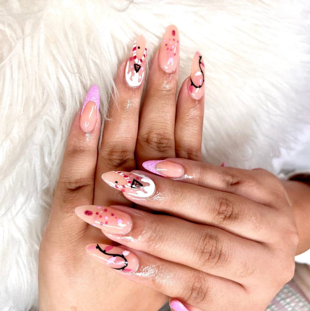 Pink Candy Swirl Nails