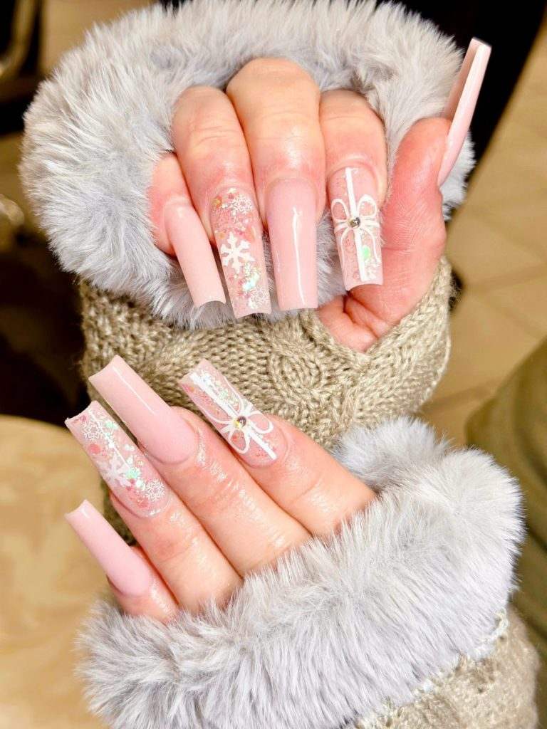 Pink Gift Box Glam Nails