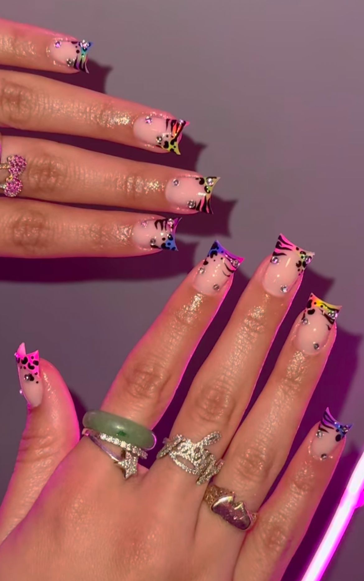 Pink Glitter Star Nails