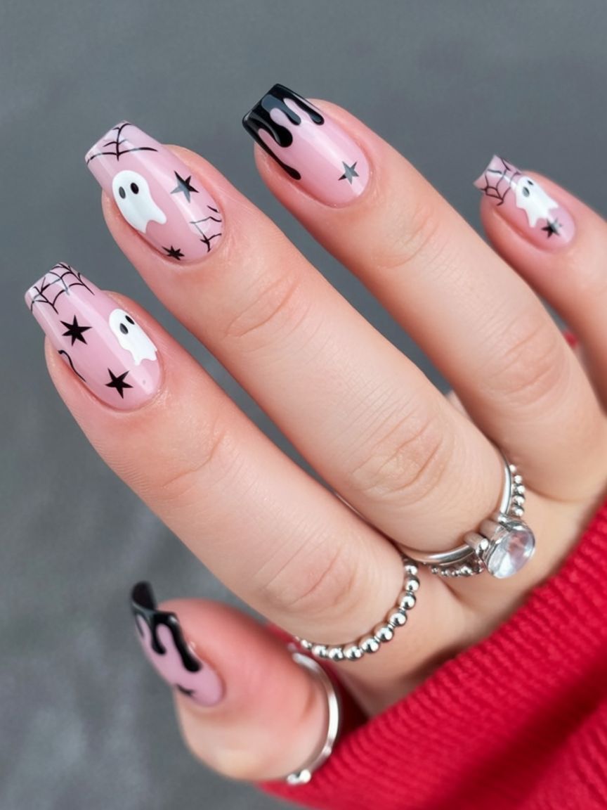 Pink Halloween Nails