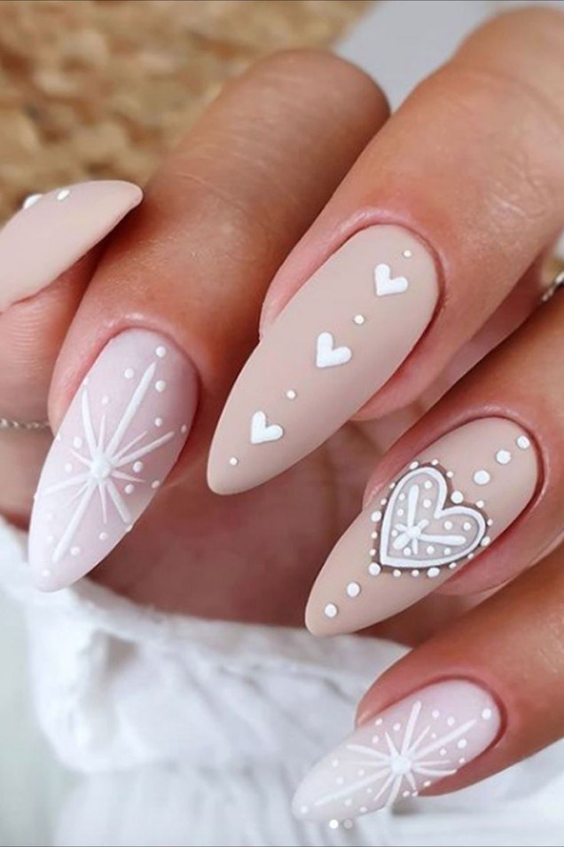 Pink Heart Nails