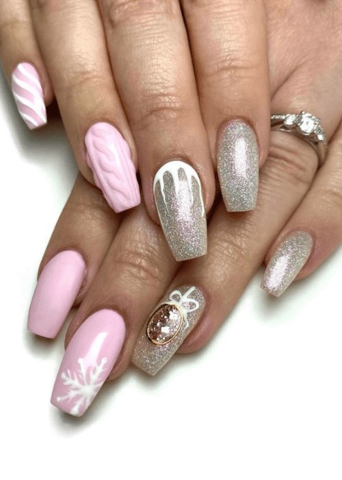 Pink Sweater Knit Nails