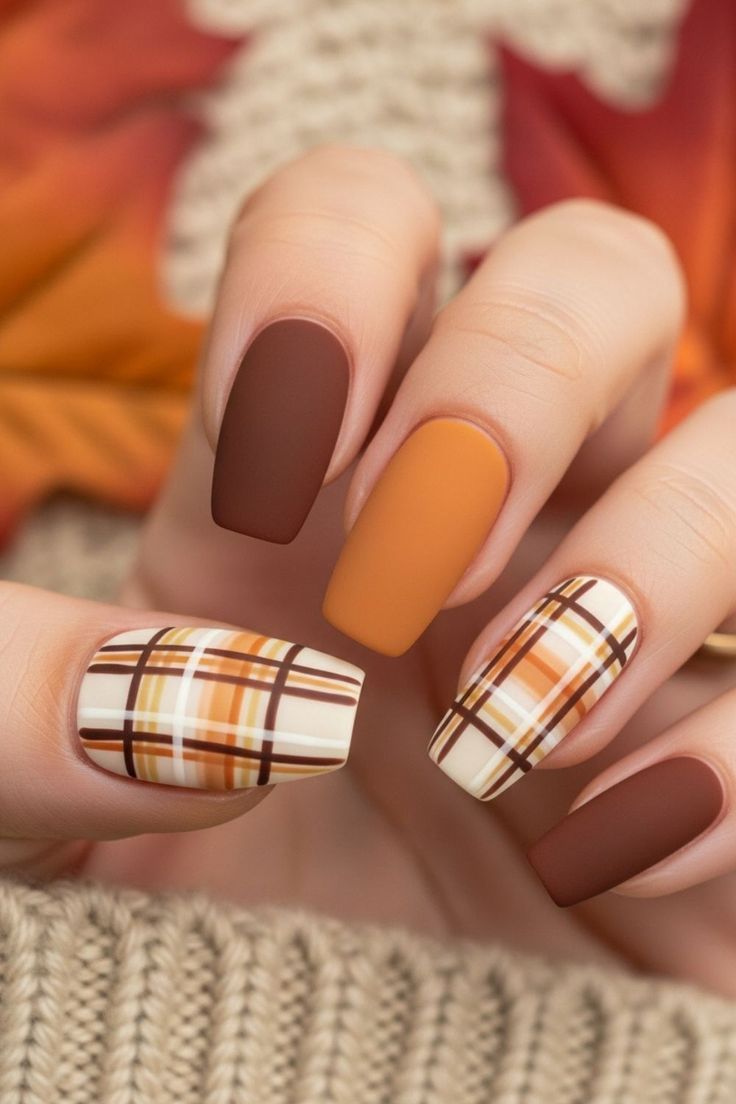 Plaid Fall Nails