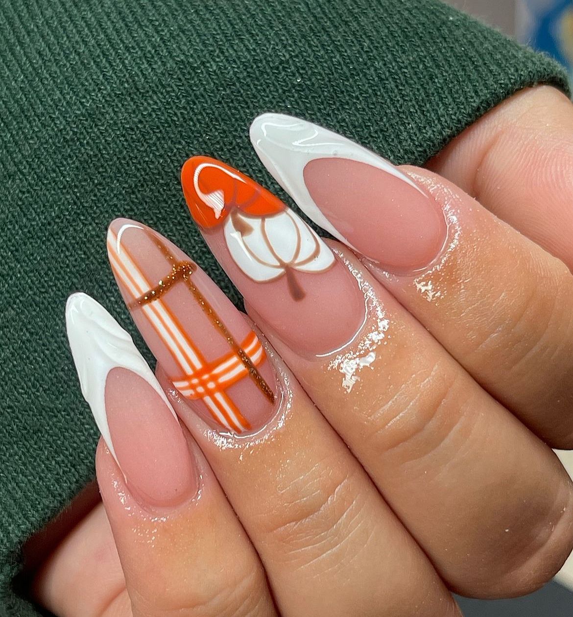 Plaid Pumpkin Nails