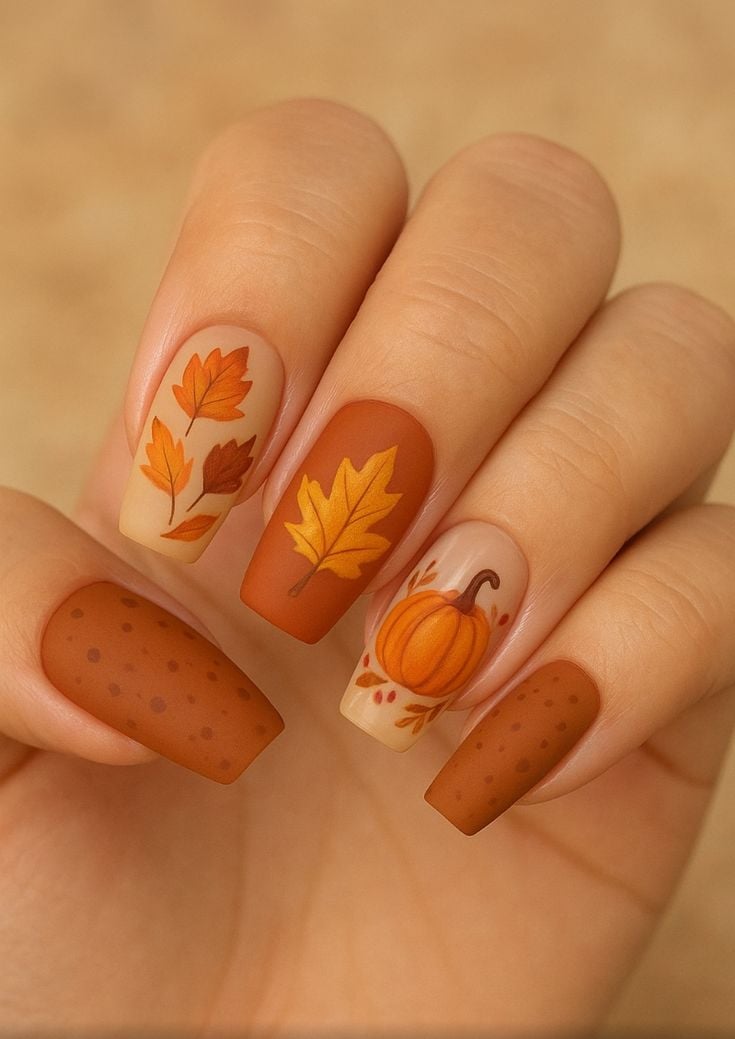 Pumpkin Accents Nails