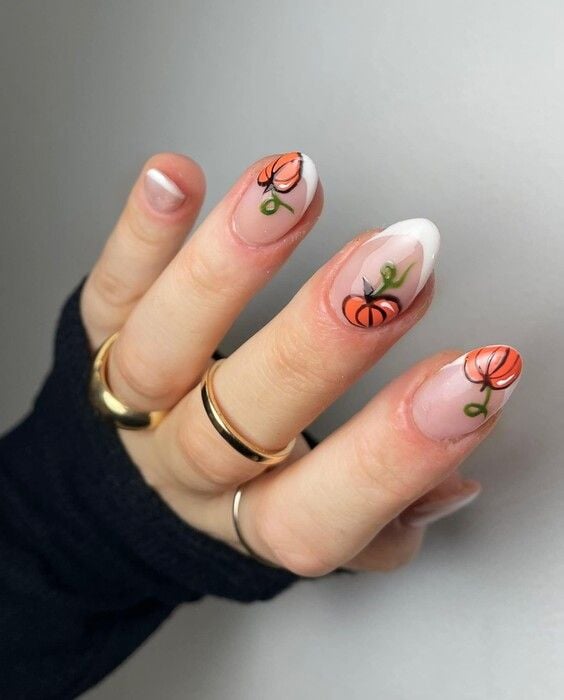 Pumpkin French Tip Nails