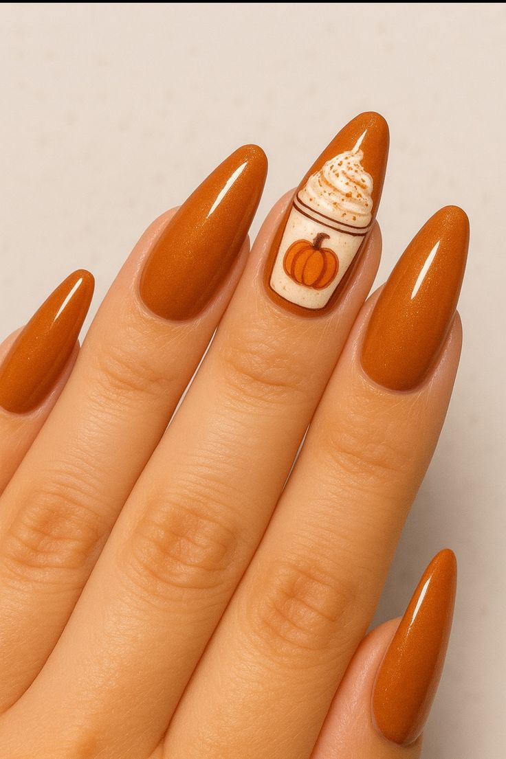 Pumpkin Spice Latte Nails
