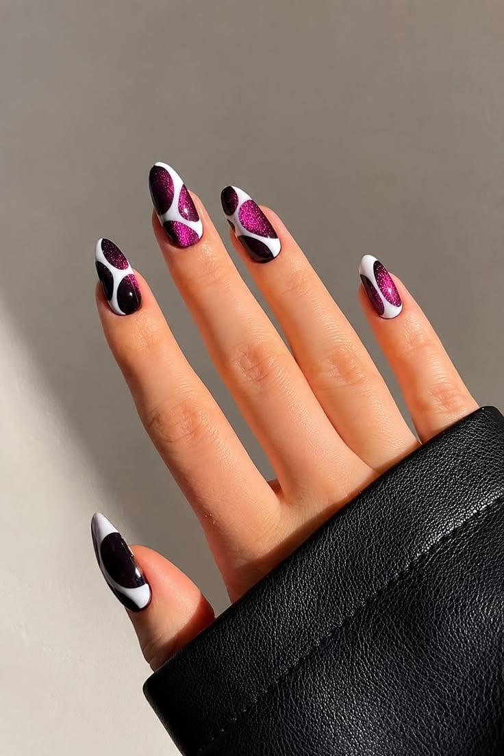 Purple Chrome Swirl Nails