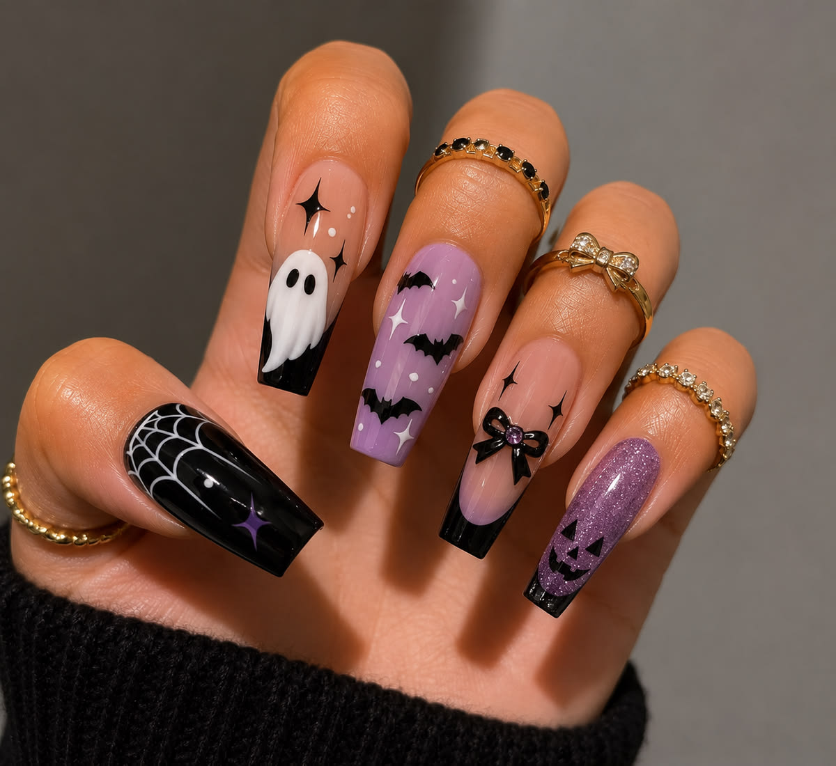 Purple Halloween Nail Design