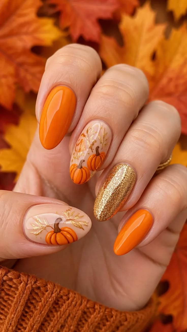 Radiant Orange Fall Nails