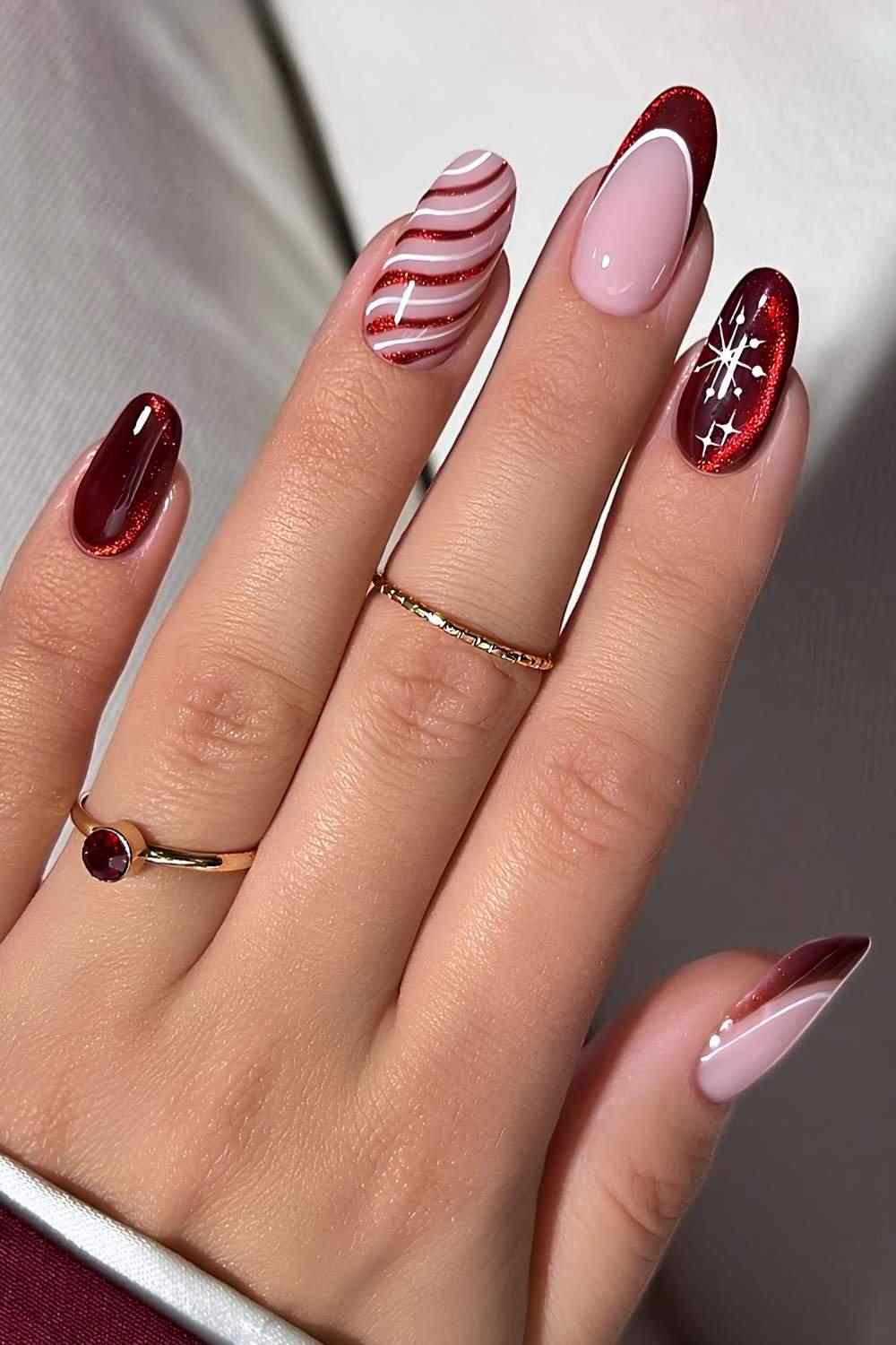 Red Cat Eye Holiday Nails