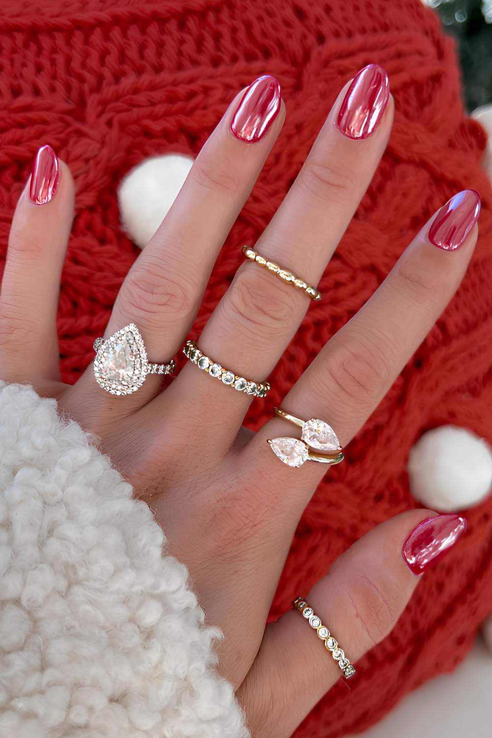 Red Chrome Christmas Nails