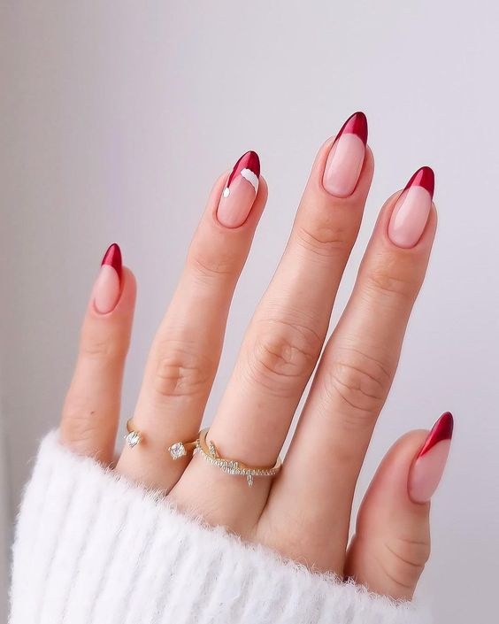 Red French Elegant Nails