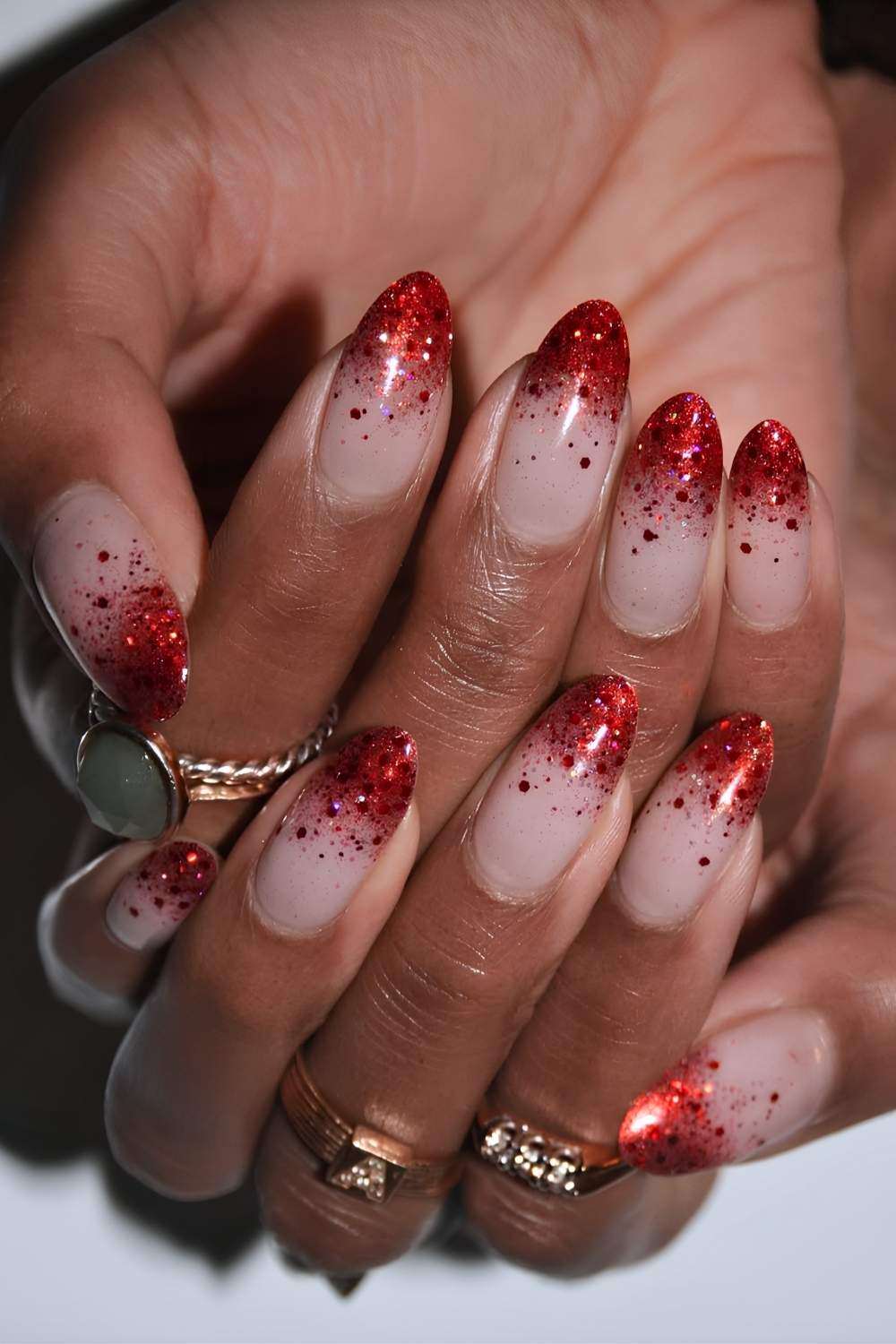 Red Glitter Ombre Nails