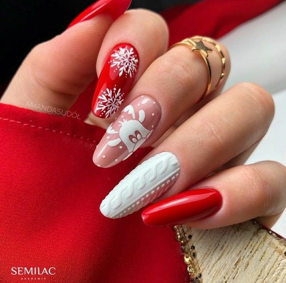 Red White Art Nails