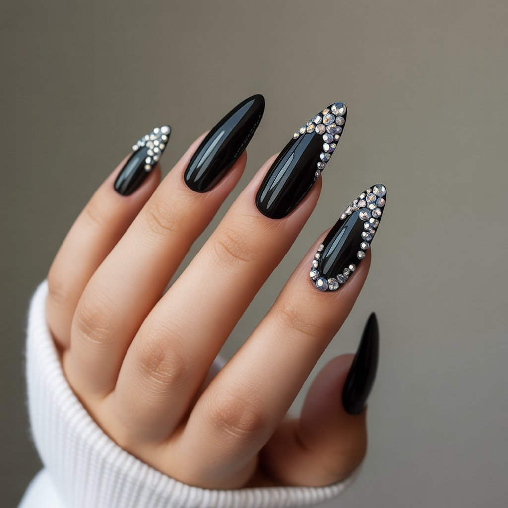 Acrylic Nails With Rhinestones