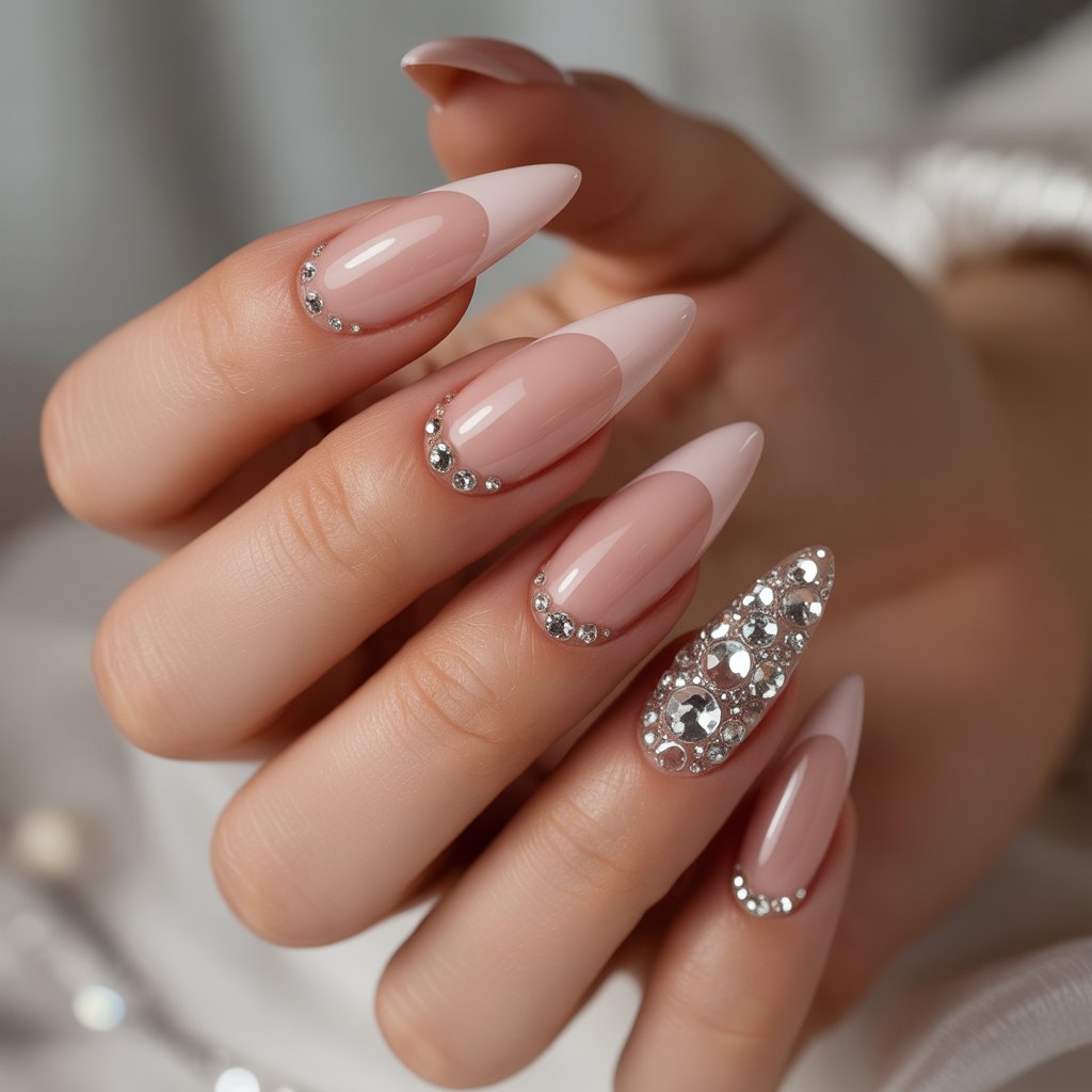 Ombre Nails With Rhinestones