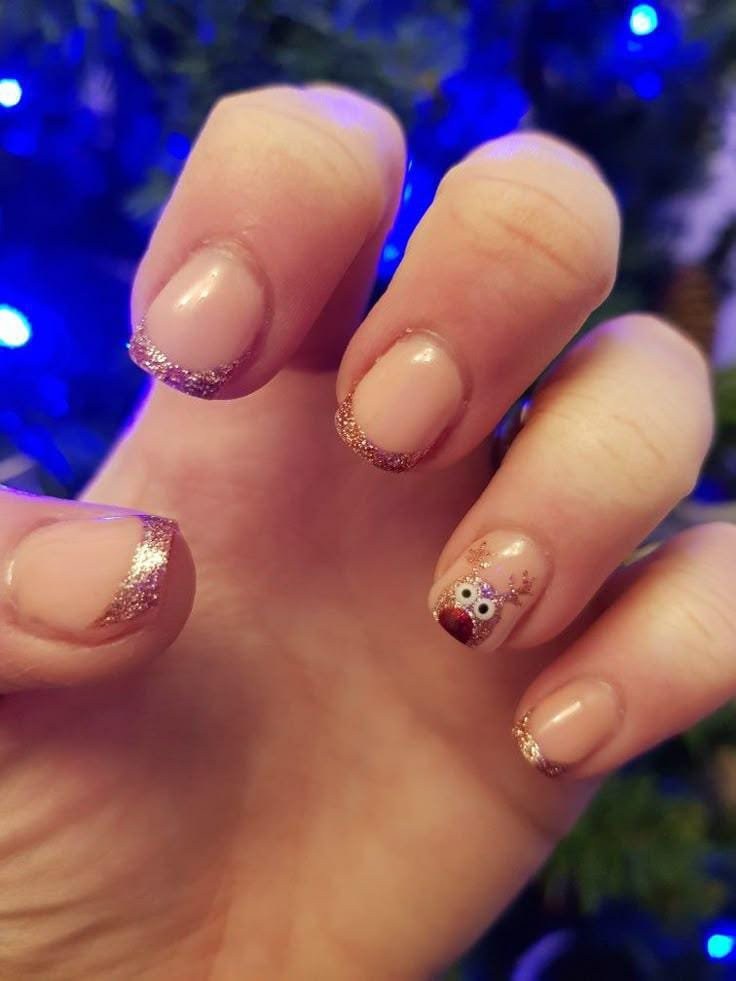 Rose Gold Reindeer Short Nails