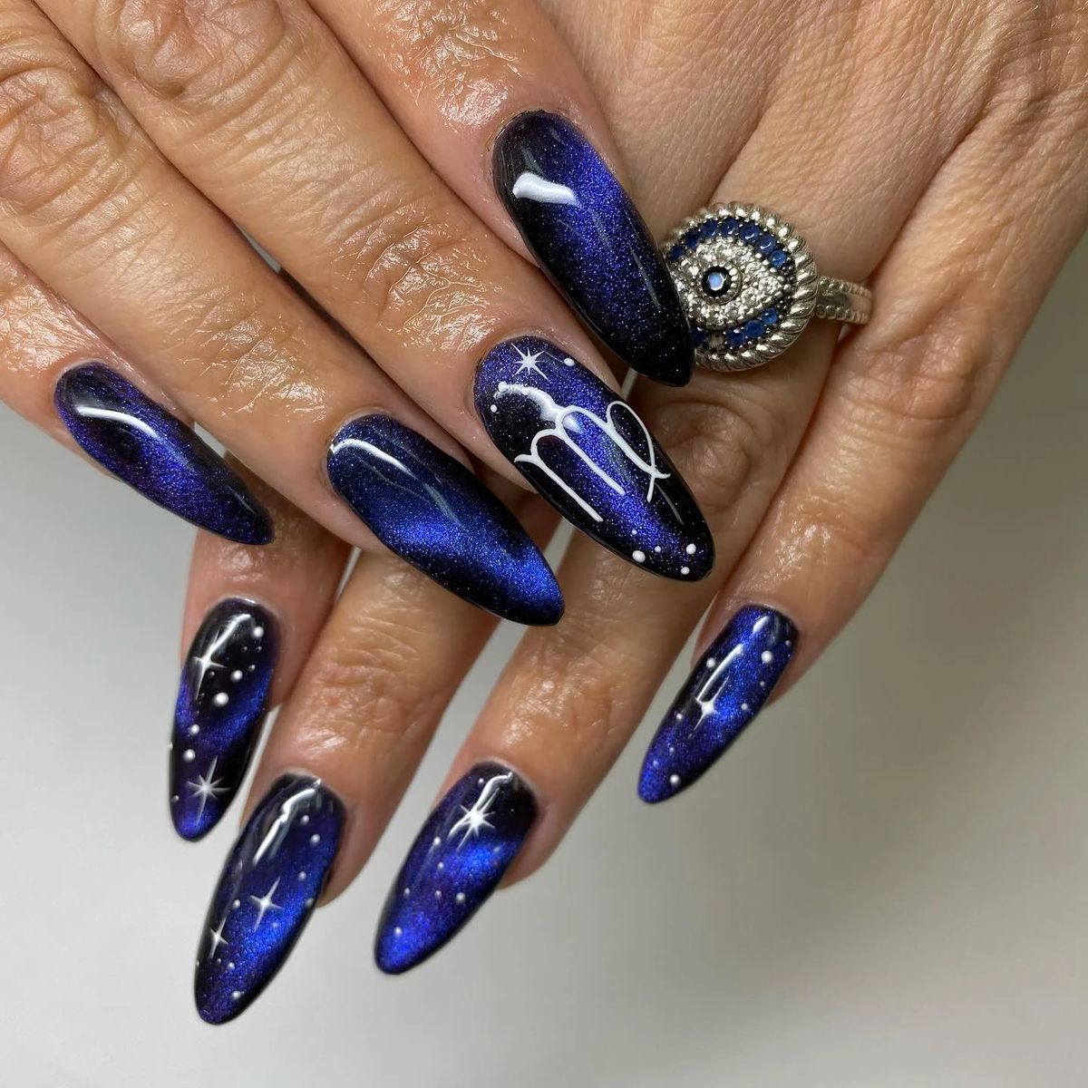Royal Blue Astrology Nails