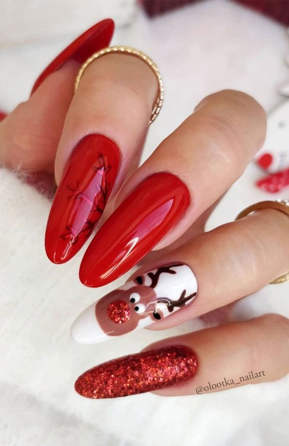 Rudolf Nail Art Red Nails