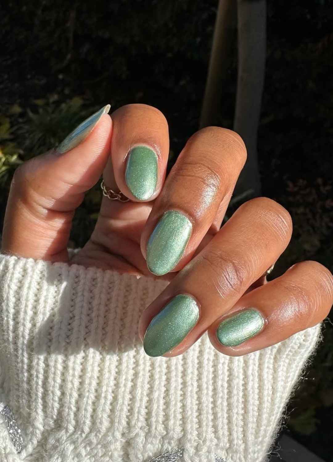 Sage Glitter Shine Holiday Nails