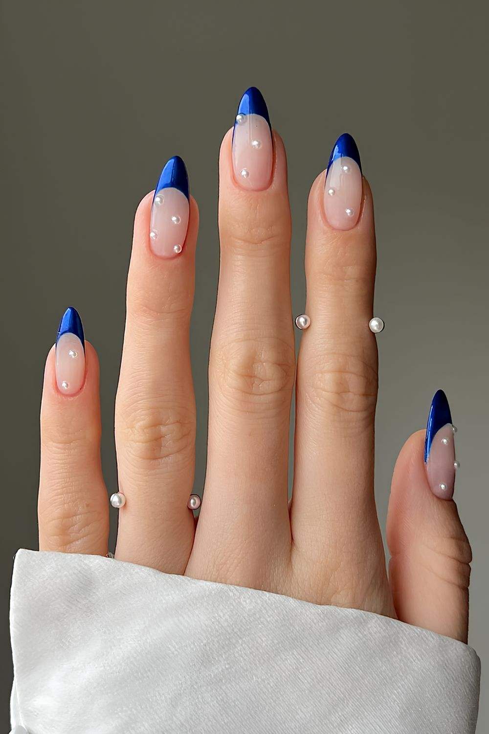 Sapphire French Pearl Nails