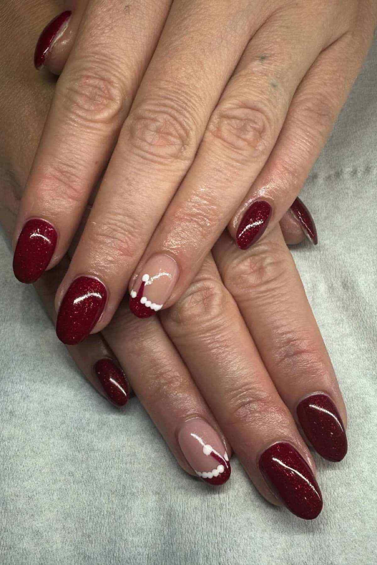 Scarlet Sparkle Snowfall Nails