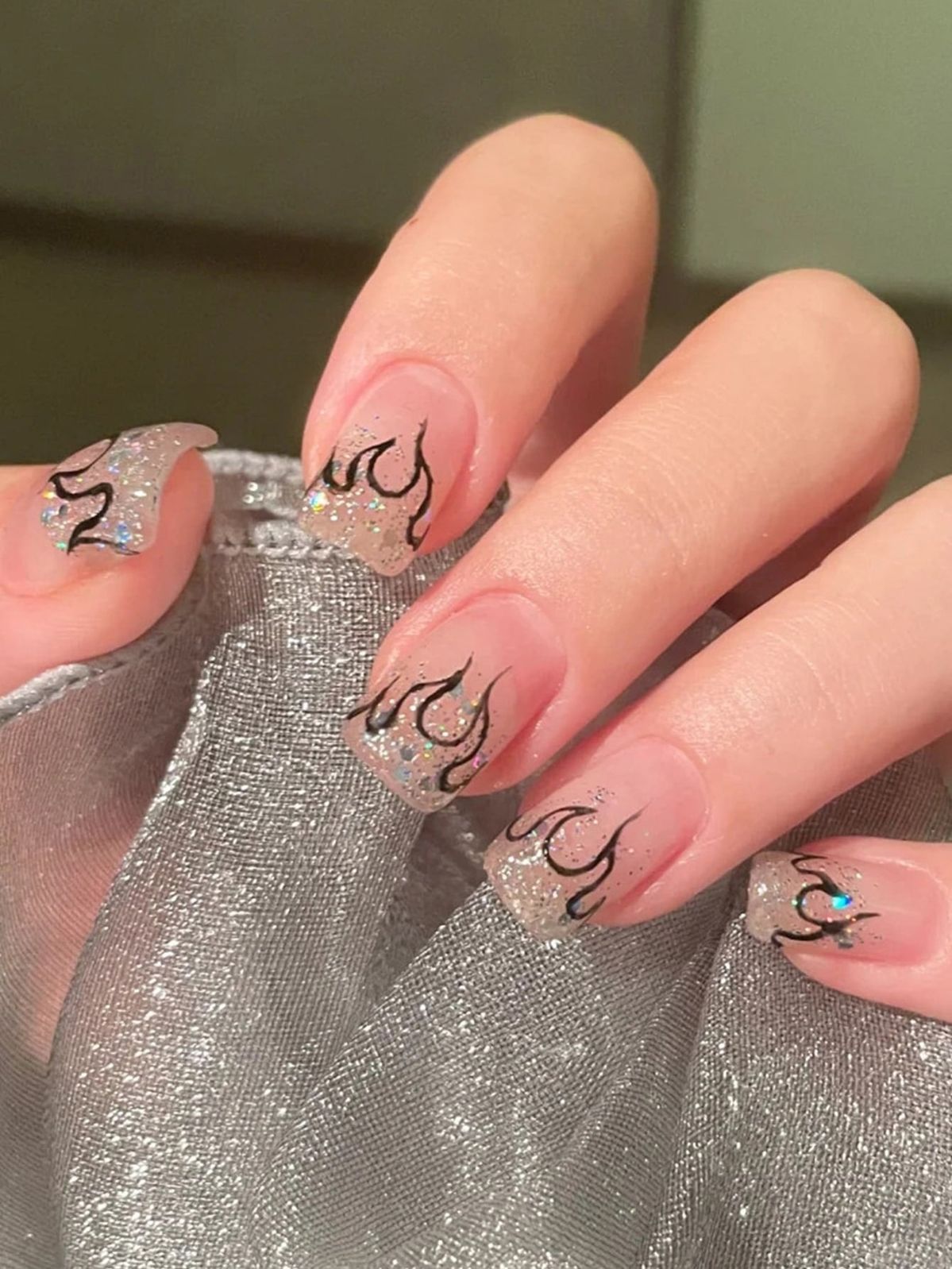 Short Glitter Nails