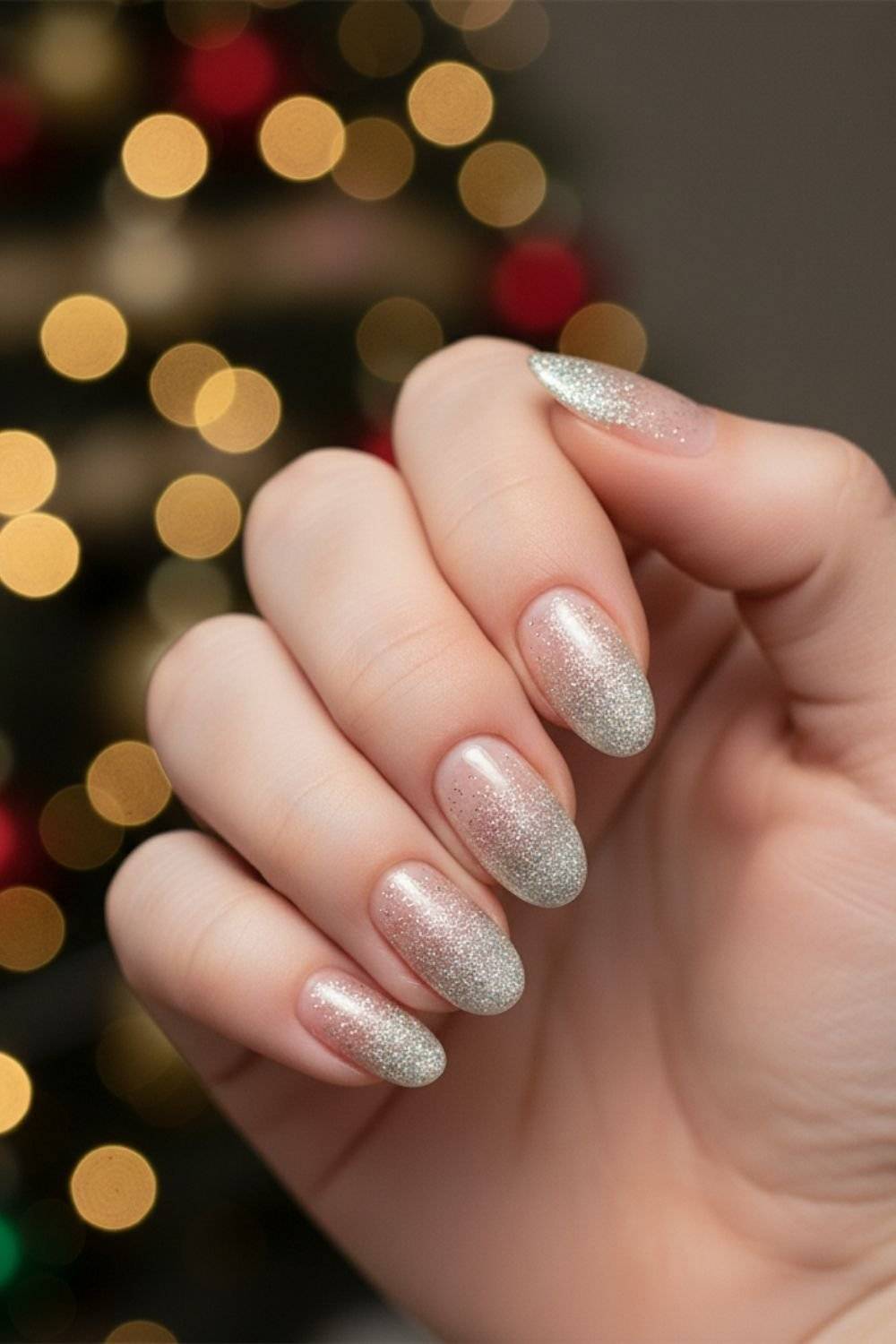 Silver Glitter Gradient Easy Nails