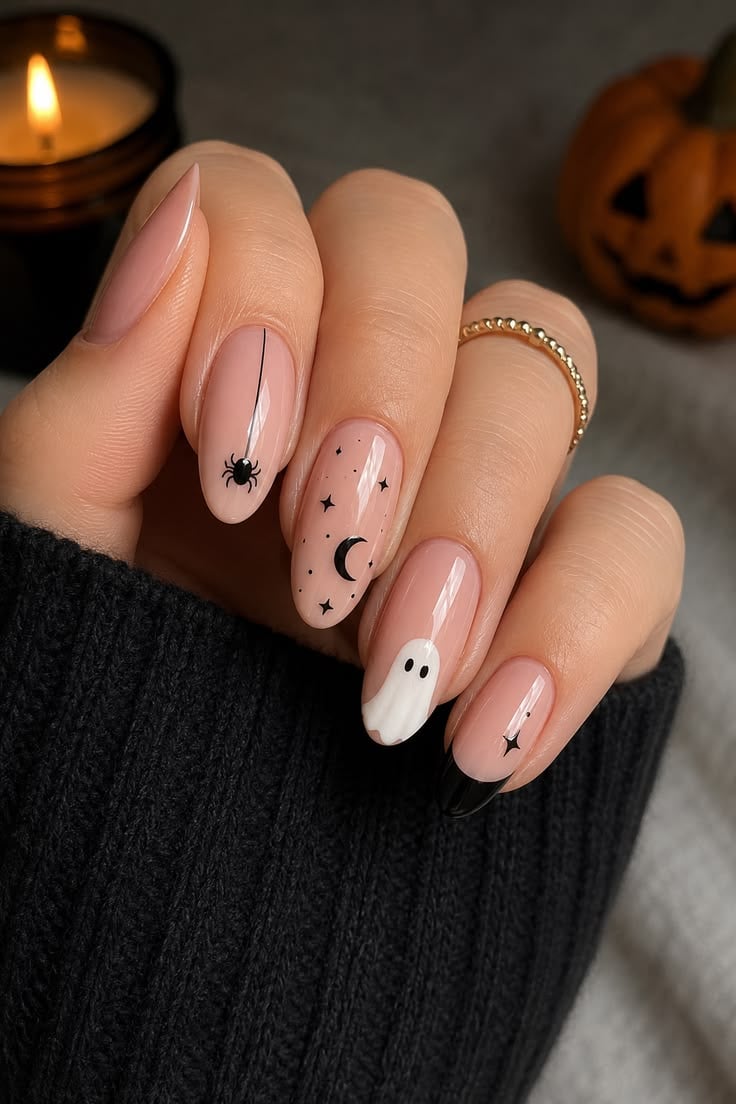 Simple Ghost Nails