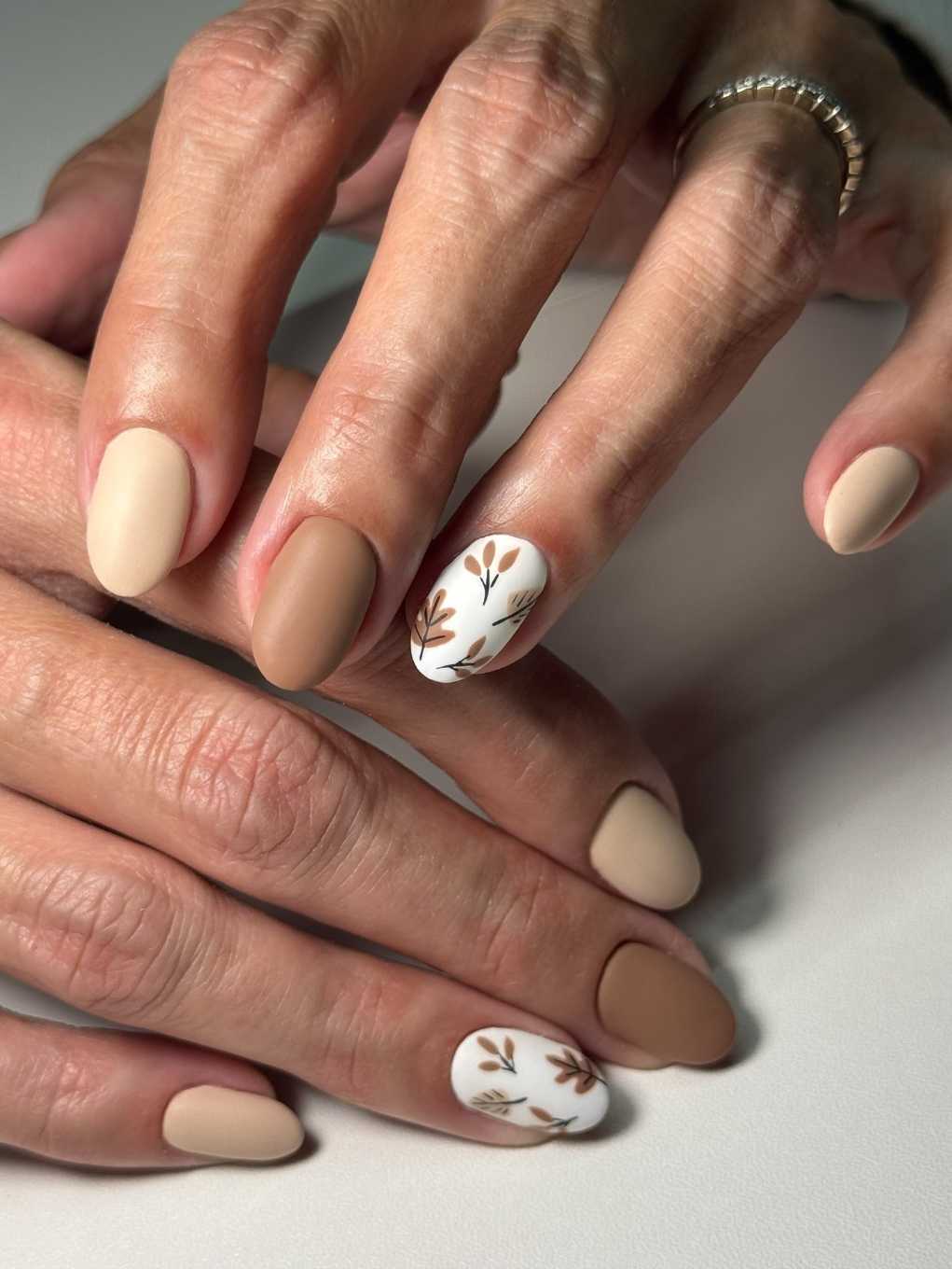 Simple Short Matte Neutral Almond Fall Nails
