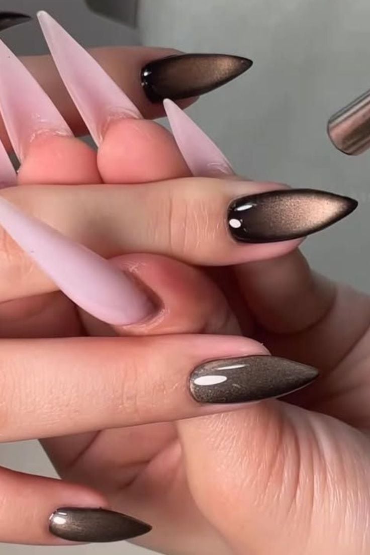Smoky Nude Chrome Nails