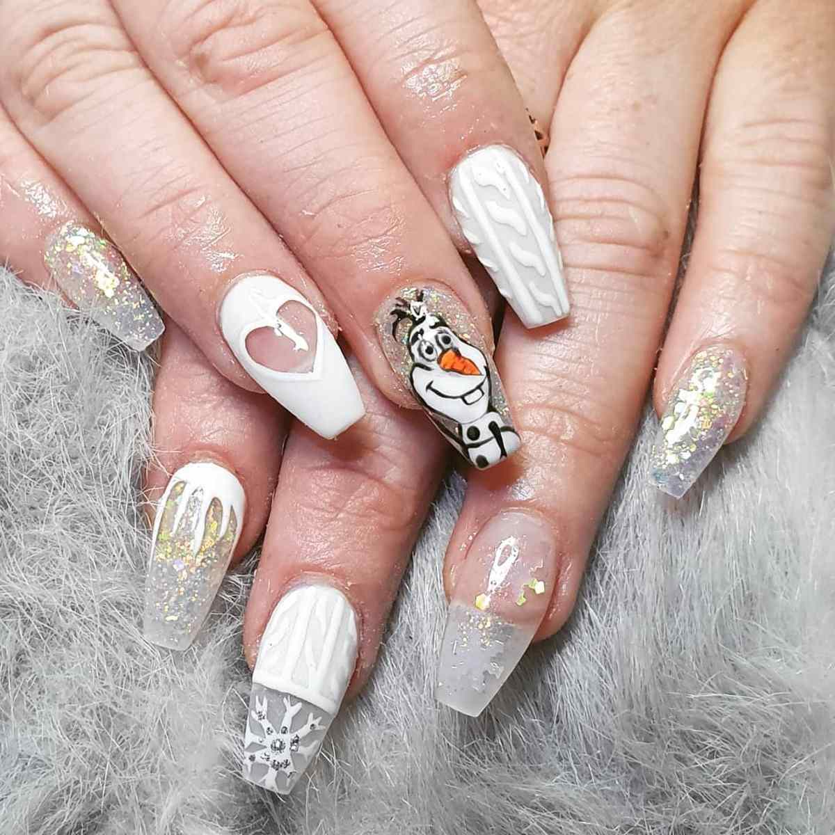 Snowman Winter Knit Coffin Nails