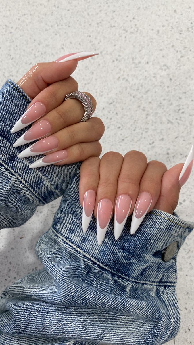 Stiletto French Tip Nails