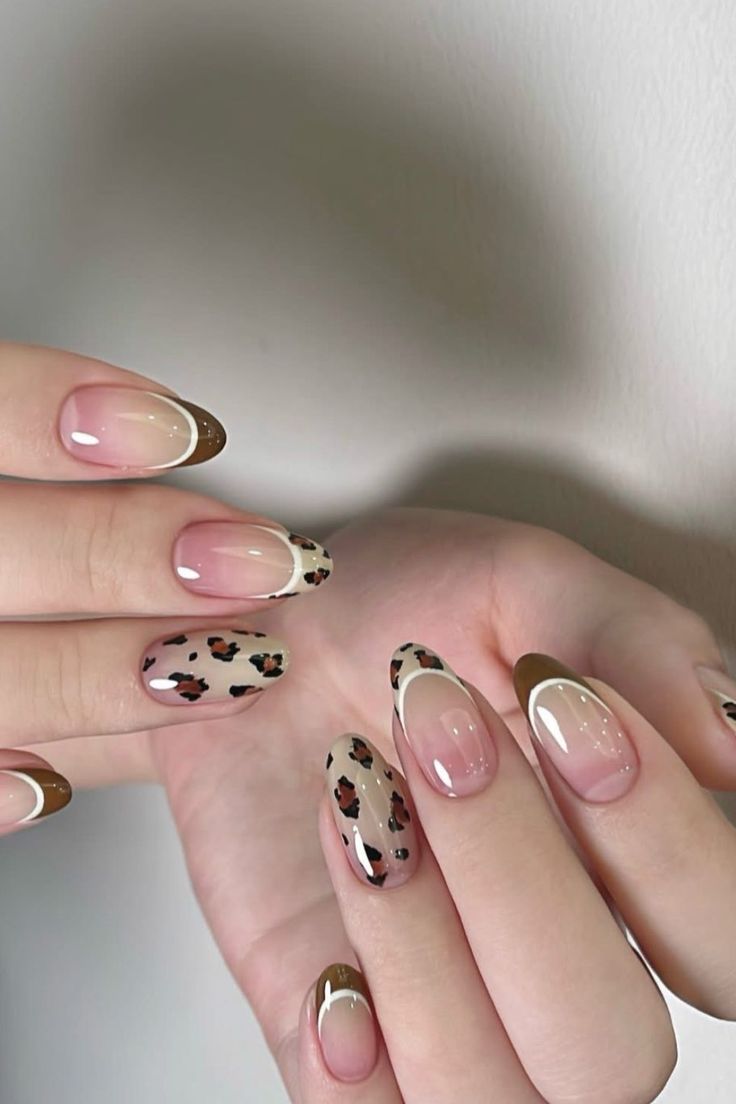 Stunning French Leopard Print Nails