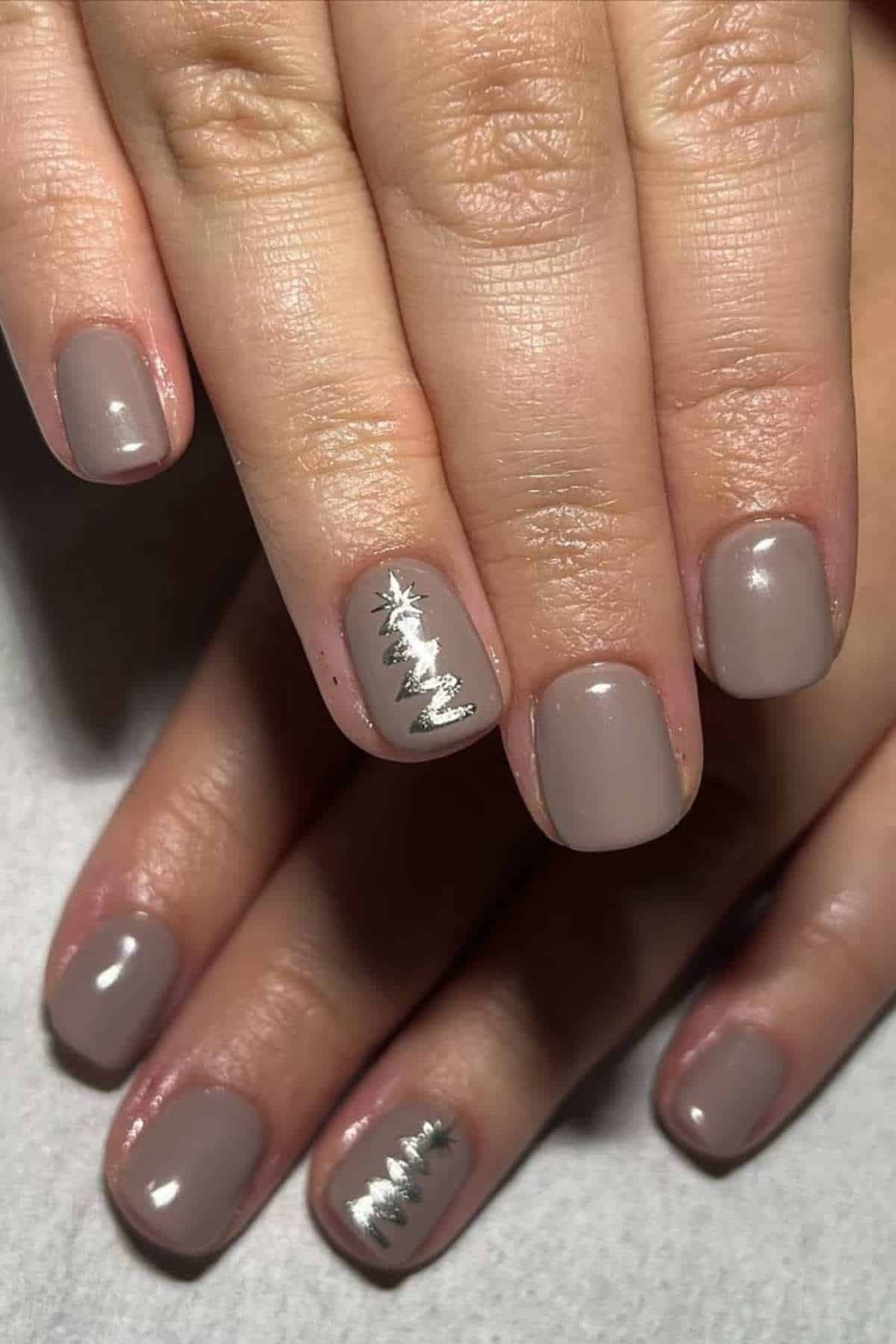 Taupe Silver Metallic Tree Nails