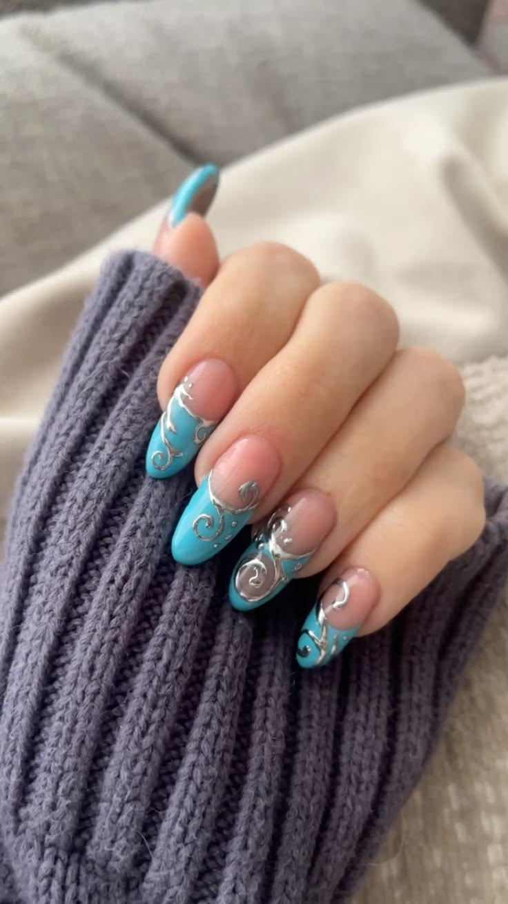 Teal Nail Designs (15)