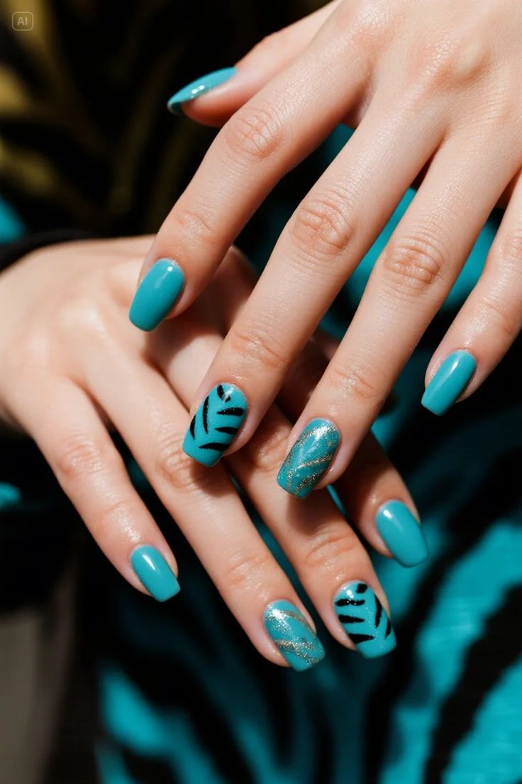 Teal Nail Designs (3)
