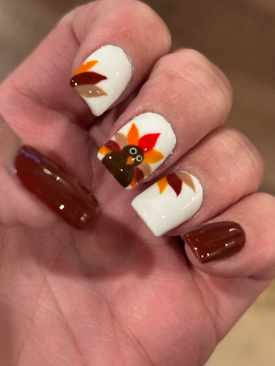 Thanksgiving Nails Brown Turkey