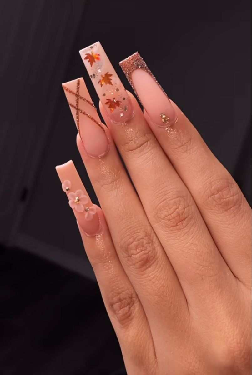 Thanksgiving Nails Pink Maple