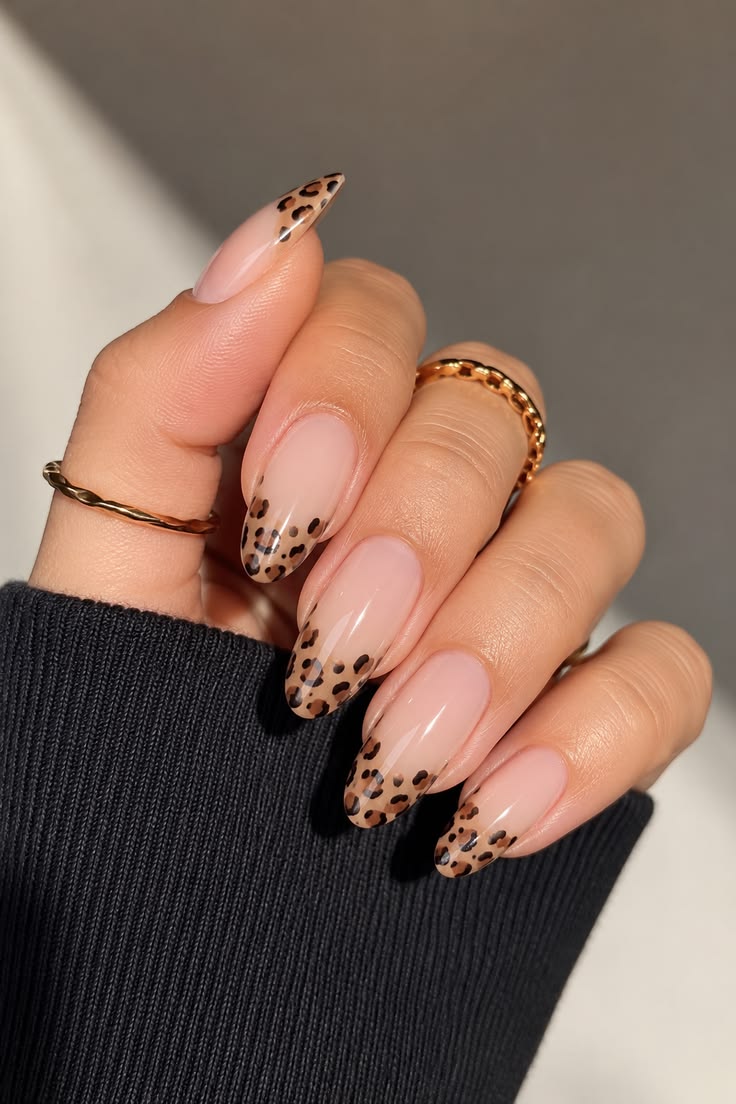 Trendy Leopard Print Almond Nails