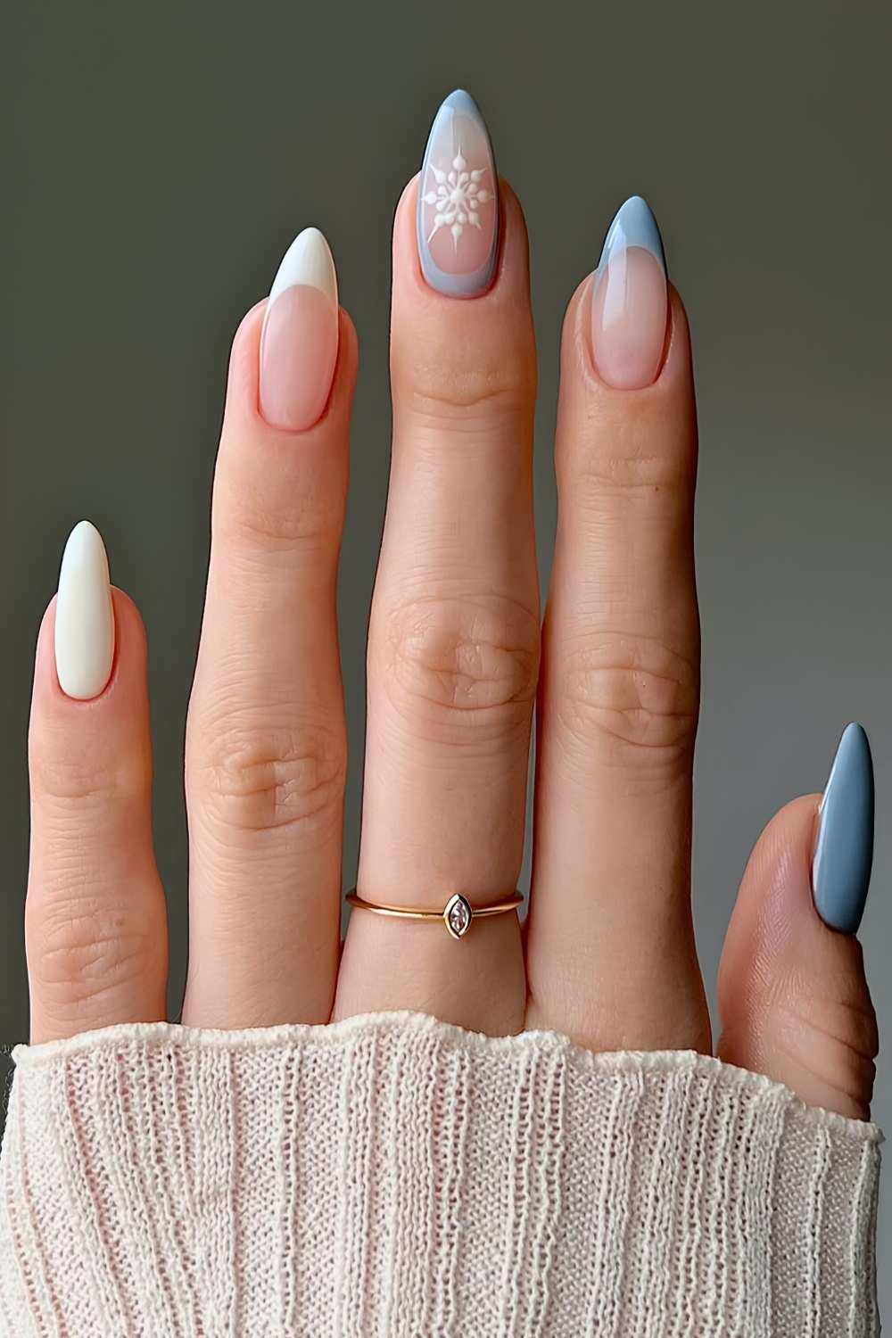 Vanilla Blue Snowflake Nails