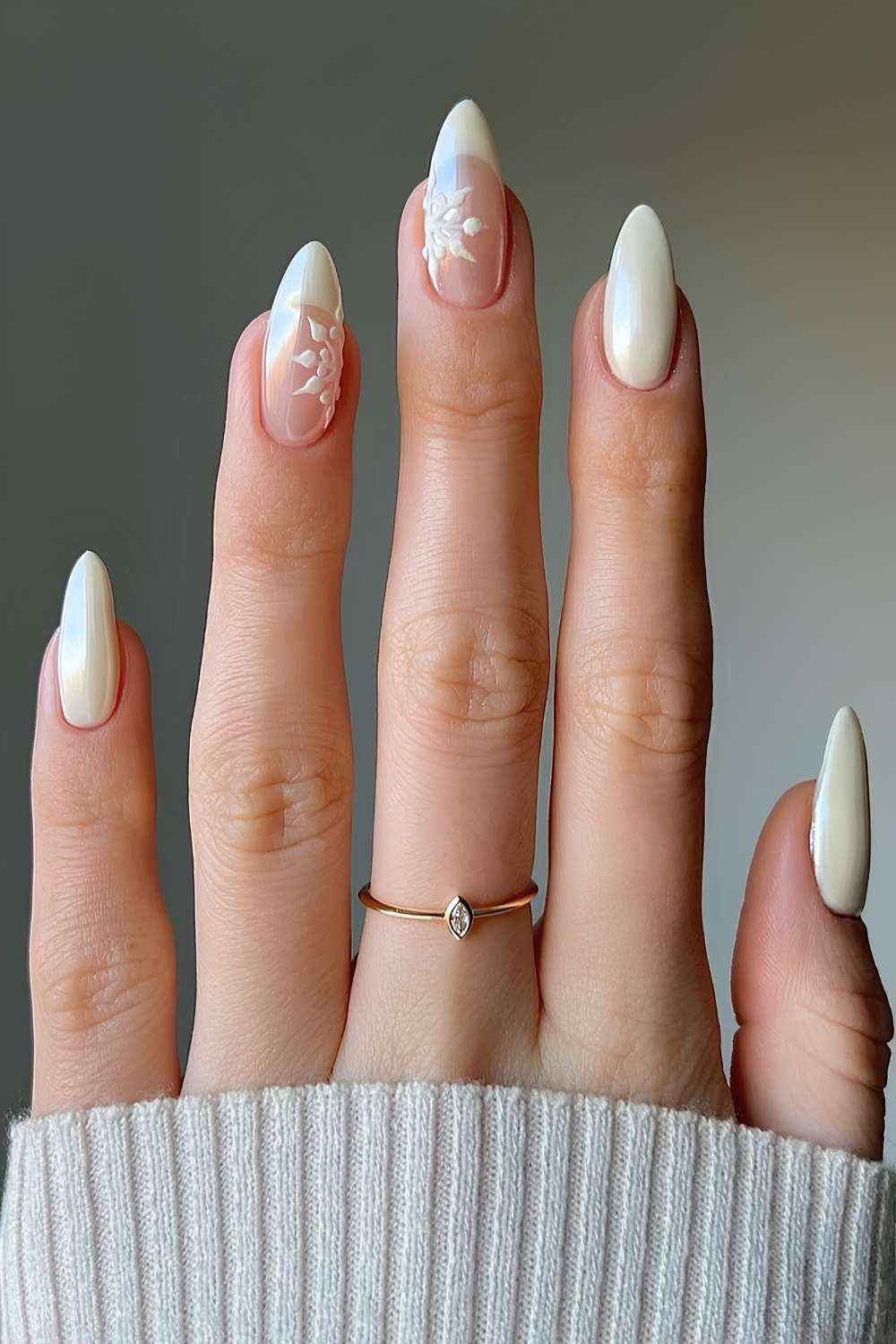 Vanilla Chrome Snowflake Nails