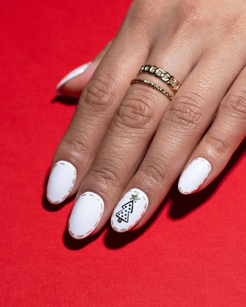 White Polka Dot Tree Nails