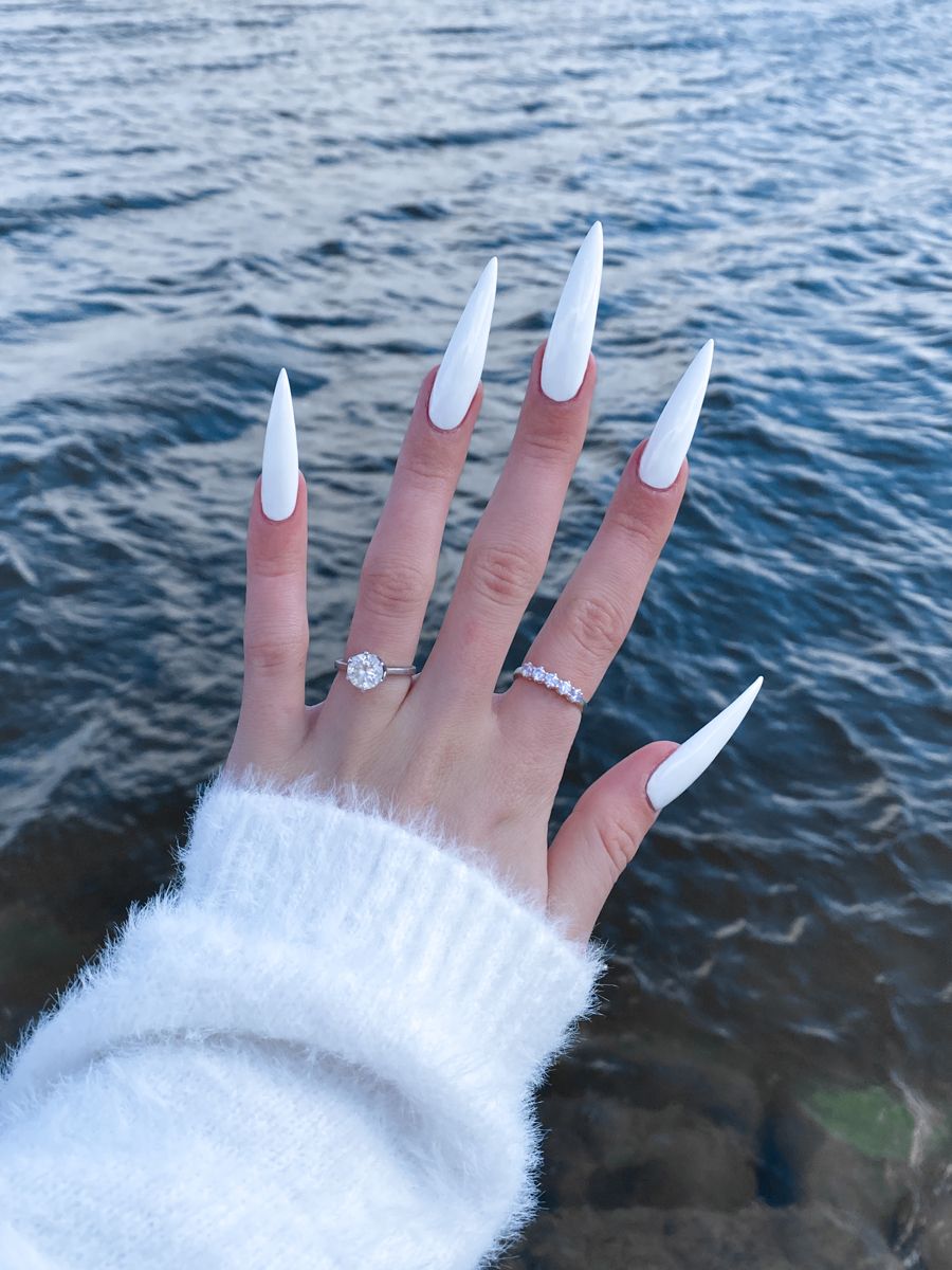 White Stiletto Nails