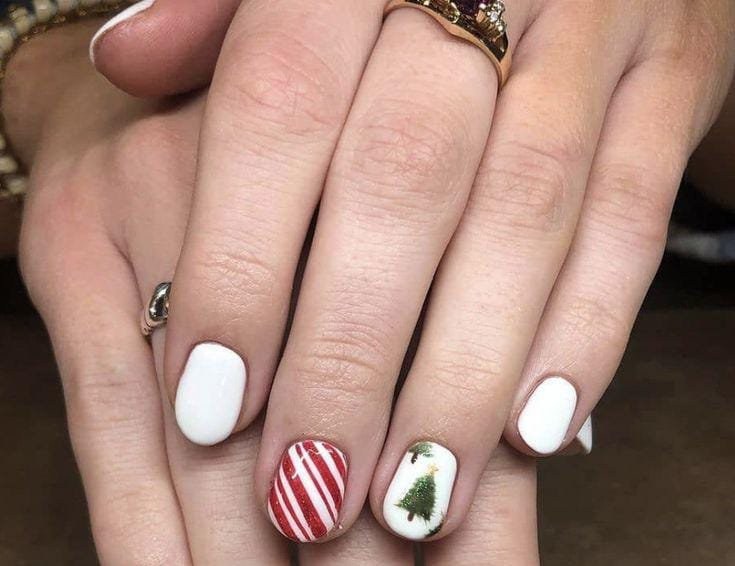 White Tree Candy Short Nails