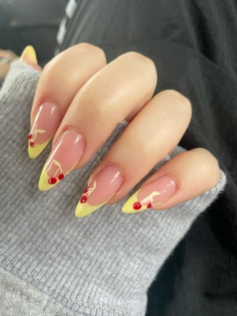 Yellow French Tip Nails (2)