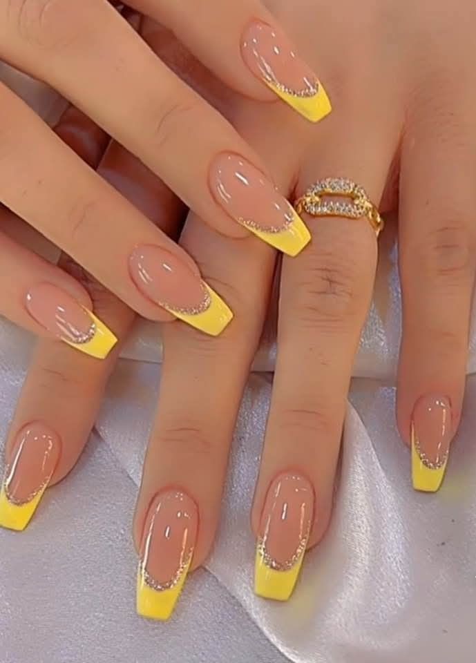 Yellow French Tip Nails